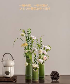 Amazon.co.jp: Aoccqkf 3点セット竹筒花瓶 フラワープランター